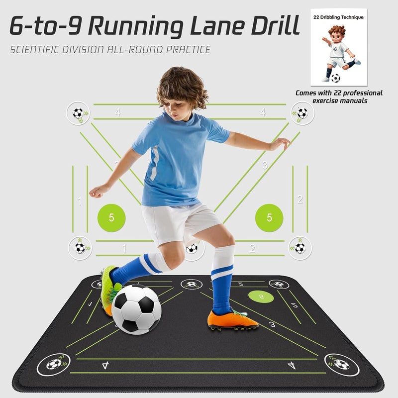 2F22E Soccer Training Mat with Silent Shock Absorption and Non-Slip Base for Footwork Training and Ball Mastery(Belt Version) - Image 2